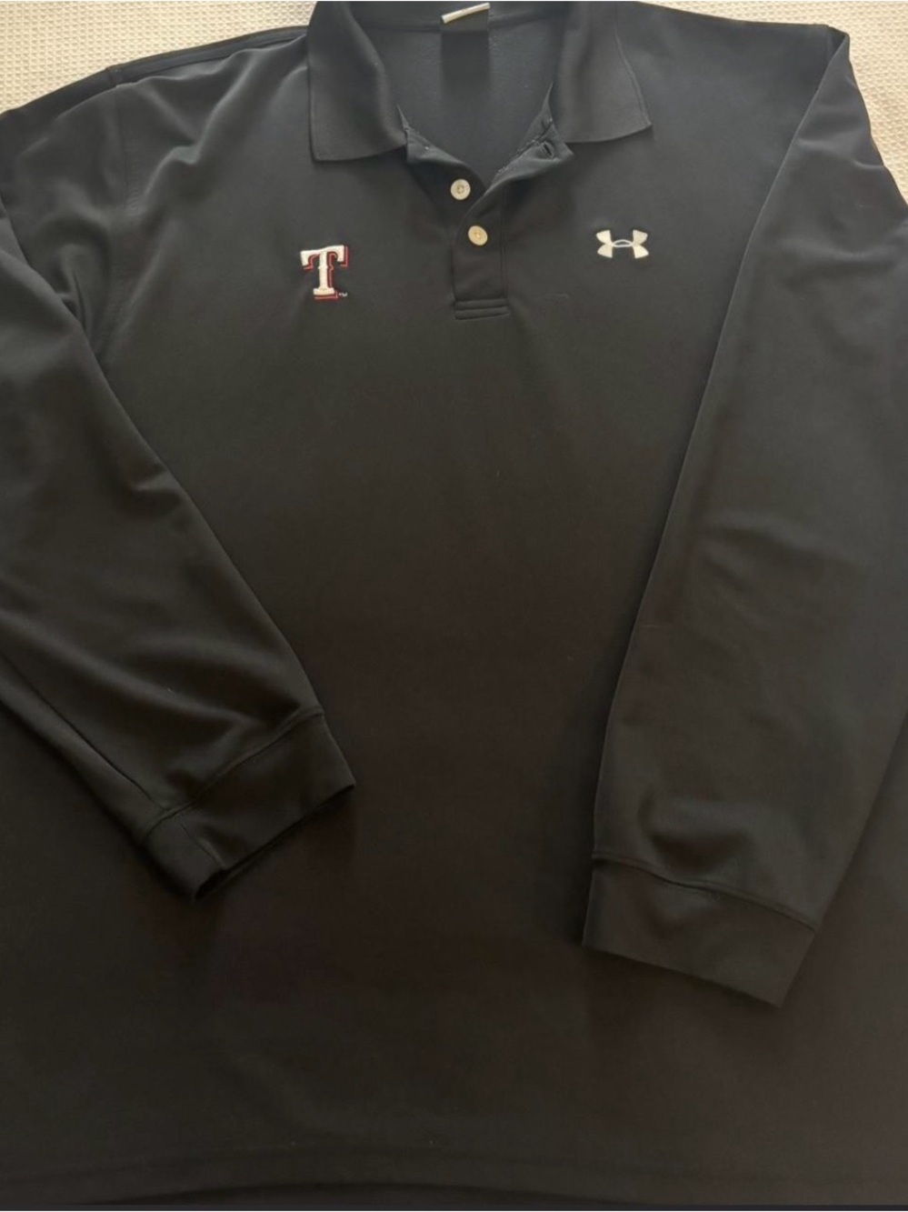 Texas Rangers black and red long sleeve polo shirt #baseball #mlb #texasrangers